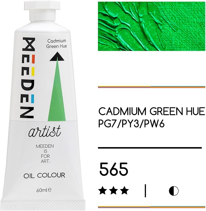 MEEDEN Artist Grade Oil Paint: Cadmium Green Hue - 60ml/2oz Tube | Professional Art Paints and Supplies for Canvas Painting