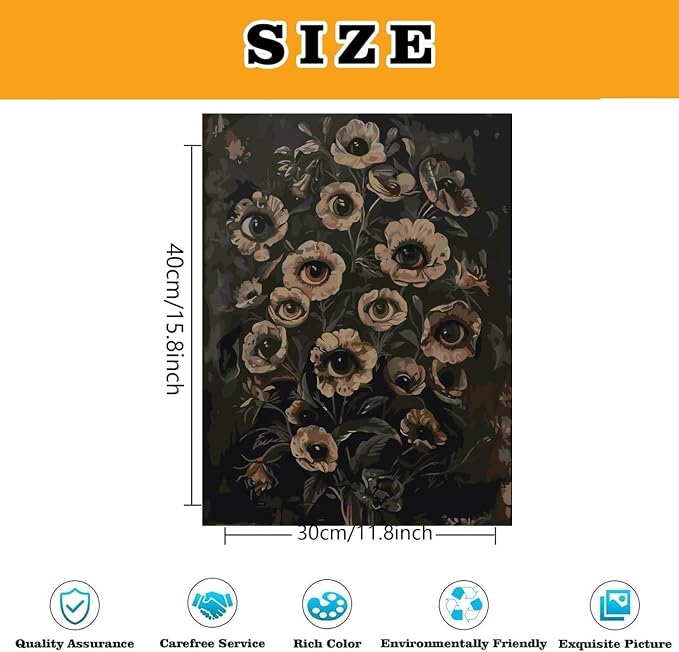 Eyes Flowers Paint by Numbers Kit for Adults Framed Canvas, Frameworkless