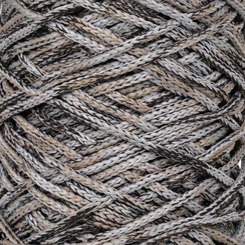 Polyester Soft Macrame Cord 2.5-3mm, 191 Yards x 1/9 inc Turkish Polyester Rope, Braided Macrame Yarn for DIY Crafts, Plant Hanger, Wall Hanging, Macrame Bag (11-Grey Coffee, 1 Ball)
