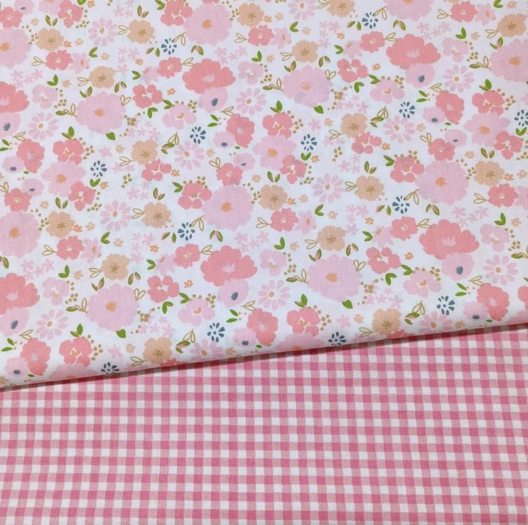 Cotton Fabric DIY Making Supplies Quilting Patchwork Fabric Fat Quarter Bundles DIY for Quilting Cotton Patchwork Cushions (Flowers Square, 20" x 20")