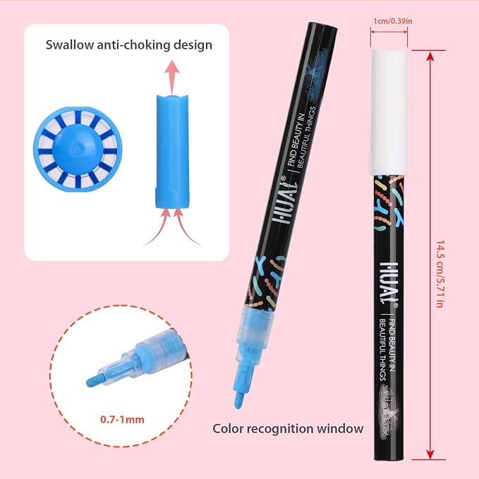 HUAL 24 Acrylic Paint Pens – Waterproof Valve-Controlled Markers, 1mm Fine Tip, Professional Non-Toxic Ink, Premium Set for Rock, Wood, Canvas, Glass, DIY Art & Crafts, Artists & Hobbyists