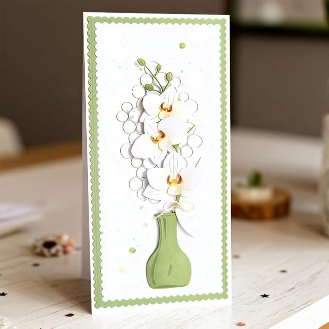 Lapoo Flowers Cutting Die for Scrapbooking - Durable Metal Cutting Die for DIY Scrapbook Photo Album Decorative Paper Card, Metal Card Making Supplies (Flowers in The Vase 4.3 x 4.3 in)