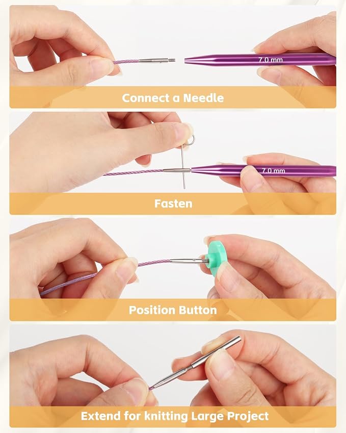 Aeelike Interchangeable Knitting Circular Needles 3-10.0mm, Purple Heart | Aluminum Interchangeable Knitting Needles with 4 Cables, Smooth Complete Needles Set for Socks Blankets Sweaters, Ideal Gift