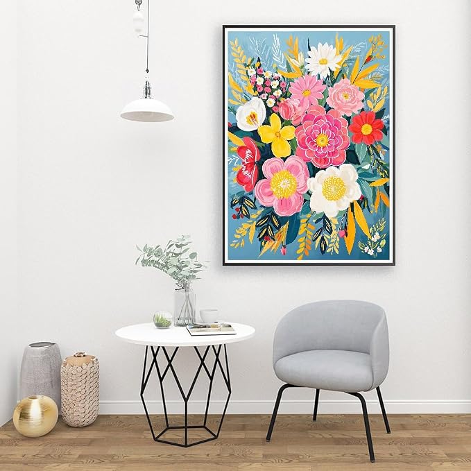 YarnMate Paint by Numbers Kit for Adults - Flowers in Vase Paint by Number on Canvas Without Frame, DIY Acrylic Painting for Gift Home Wall Decor (16x20 Inch)