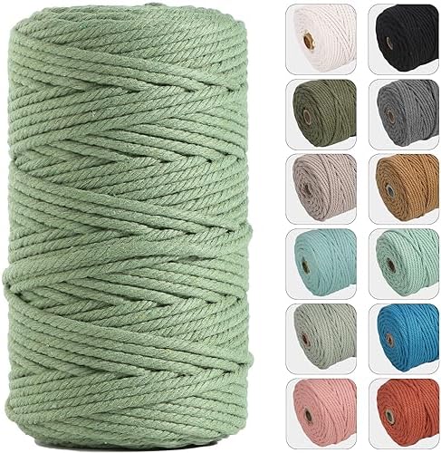 NOANTA 4mm 109yards Macrame Cord, Cotton Macrame Yarn, Avocado Green