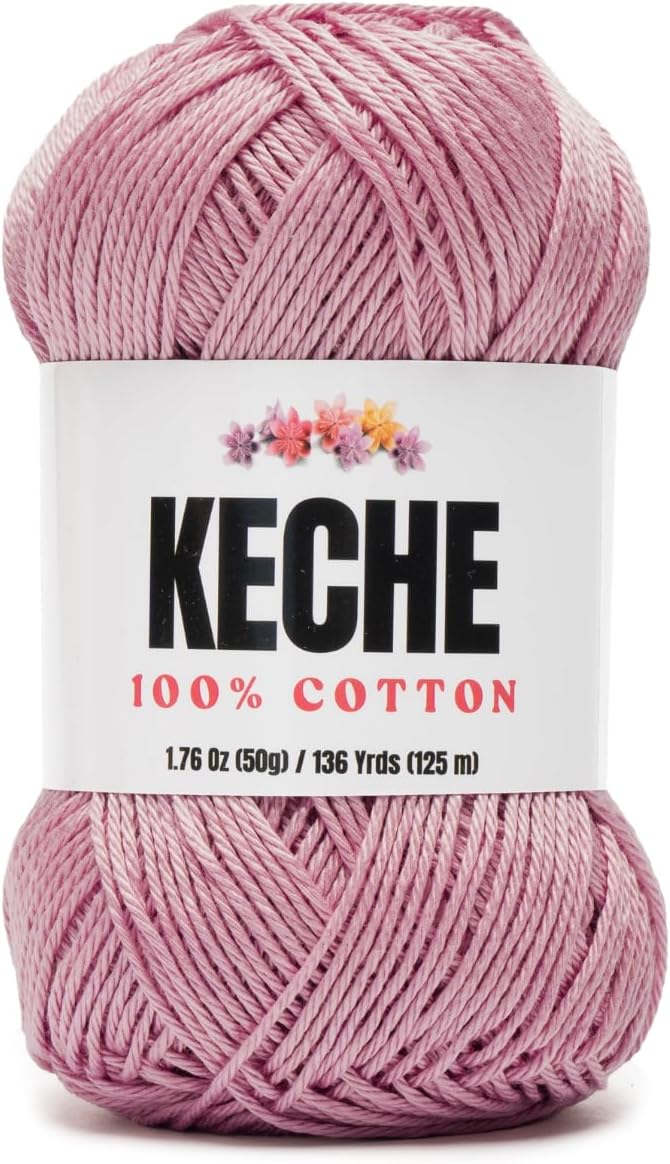 Cotton Yarn - 100% Cotton Yarn for Crocheting and Knitting, Mercerized Cotton Amigurumi Yarn Fine-Sport 2 1.76 oz (50g) / 136 Yrds (125 m) - Dusty Rose
