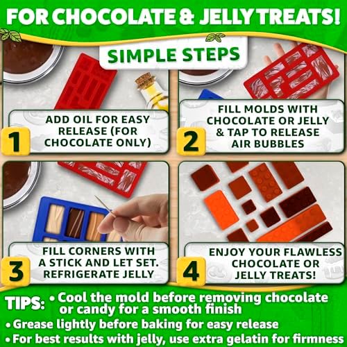 3 Pcs Silicone Chocolate Molds, Non-Stick, Food-Grade