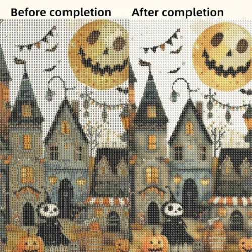 5D Halloween Town Diamond Painting Kits for Adults, Diamond Art Kits
