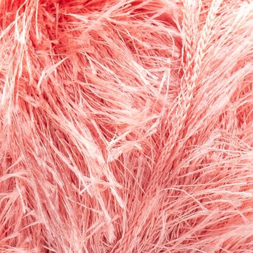 Estako Eyelash Yarn, Soft Fuzzy Faux Fur for Crochet and Knitting, Salmon