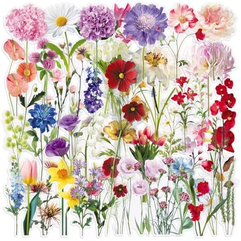 50PCS Wildflower Floral Vinyl Stickers
