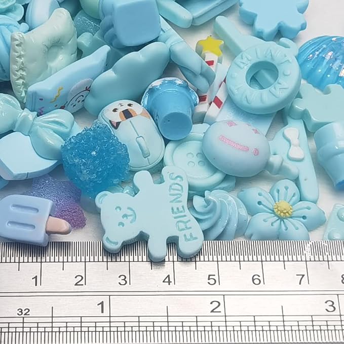 Chenkou Craft 50pcs Lots Mix Assorted Baby-Blue Craft DIY Flatbacks Resin Flat Back Buttons Scrapbooking (Blue)