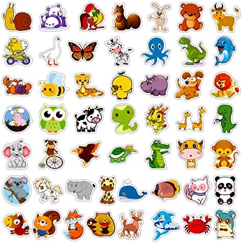 Cute Animal Stickers for Kids, 100 Pcs Zoo Animal Stickers for Water Bottle, Vinyl Waterproof Farm Zoo Sticker for Water Bottle Laptop for Kids Teens