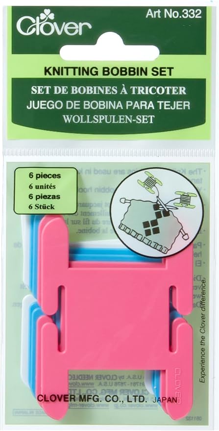 Clover Bobbin Set, 6-Piece, Red, 5" Height x 2.6" Length x 0.4" Width