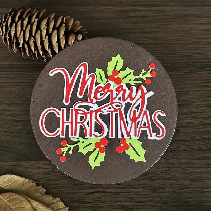 Lapoo Words Cutting Die for Scrapbooking - Durable, Cut Stencils for DIY Scrapbook Photo Album Decorative Paper Card, Card Making Supplies Party Wedding Decorations (Merry Christmas! 4.4 x 3.7 in)