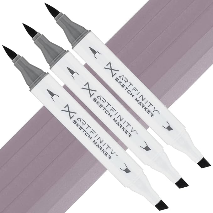 Artfinity Sketch Markers - Set of 3 - Slate Gray V9-5, Vibrant, Professional, Dye-Based Alcohol Markers for Artists, Drawing, Travel, & More