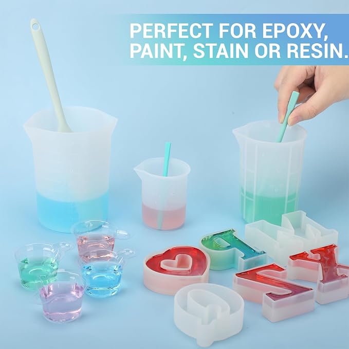 Gartful 9PCS Large Silicone Stir Sticks, Reusable Epoxy Resin Mixing Sticks, Non-Stick Craft Stirring Rods for Paint Mixing, Glitter Tumblers, Liquid Art Supplies, DIY Crafts Tools, Turquoise