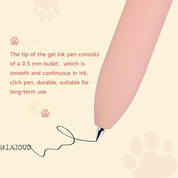 UIXJODO Cat Pens, 4 Pcs 0.5mm Cute Kawaii Black Ink Pens Fine Point Smooth Writing Pen, High-End Series Cat's Tail Retractable Pen for Journaling Note Taking (4 Pcs Cat)