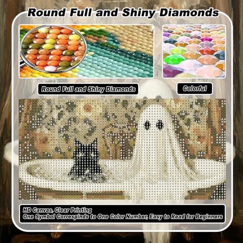 VeGuude Halloween Diamond Art Kits for Adults Home Wall Decor Gift 12x16In