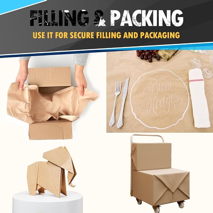PerkHomy Brown Kraft Paper Roll 17.5" x 3,600" (300') for Gift Wrapping Bulletin Board Craft Art Bouquet Flower Packing Moving Shipping Floor Covering Table 70GSM 50LB (Brown, 17.5" x 300')