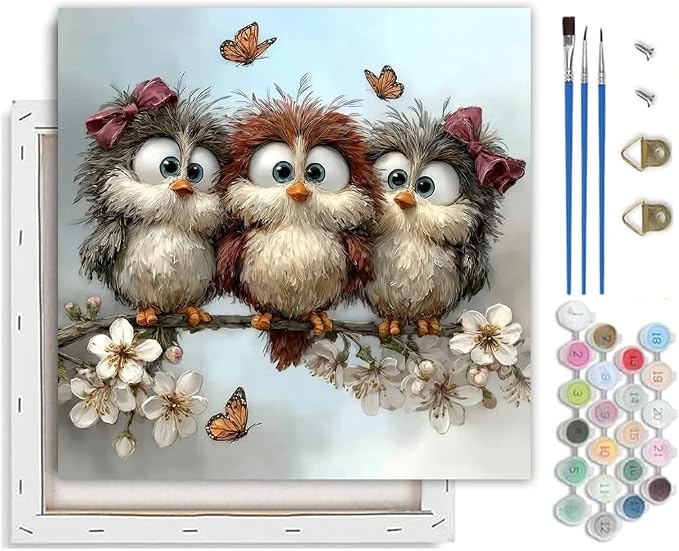 TCDZMYGS Paint by Numbers Kit for Adults,Owl DIY Paint by Number with Frame | Paint by Number for Beginner,Adult Paint by Number,HD Color Canvas,DIY Tool Kits,Stress Relief Craft,Great Gift,10X10 inch