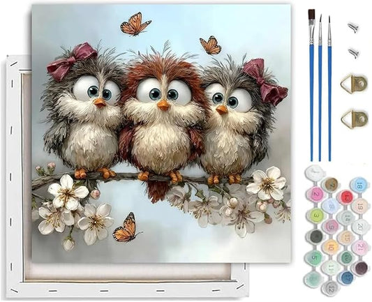 TCDZMYGS Paint by Numbers Kit for Adults,Owl DIY Paint by Number with Frame | Paint by Number for Beginner,Adult Paint by Number,HD Color Canvas,DIY Tool Kits,Stress Relief Craft,Great Gift,10X10 inch