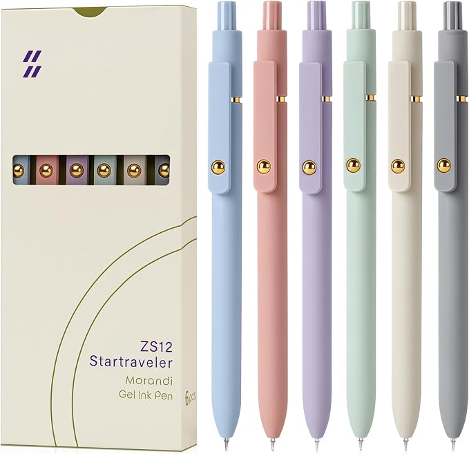 FIOVER Gel Pens 6pcs 0.7mm Fine Point Black Ink Quick Dry Pens
