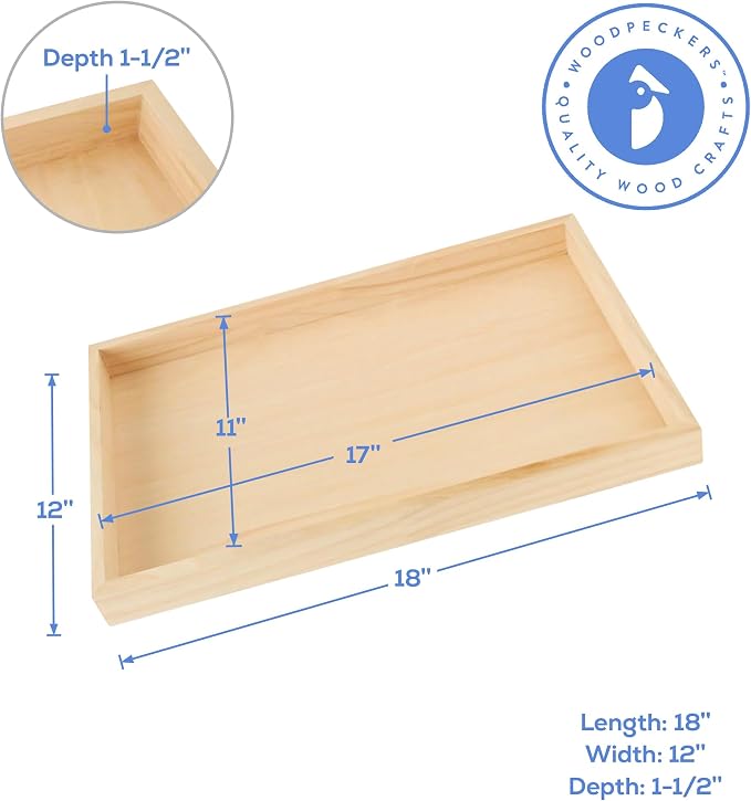 Wood Canvas 12 x 18 x 1-1/2-inch, Wooden Sign Blanks with Frame, Wood Cradled Panels for Crafts & Home Decor, by Woodpeckers