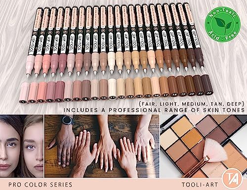 Acrylic Paint Pens 22 Skin Tones Assorted Pro Color Series Markers Set 0.7mm Extra Fine Tip for Rock Painting, Glass, Mugs, Wood, Metal, Canvas, Projects, Non Toxic, Waterbased, Quick Drying