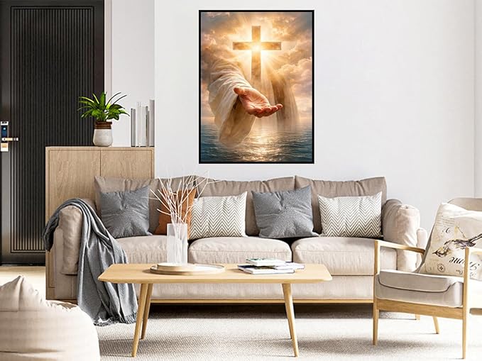 Benjenes Jesus Diamond Art Kits for Adults, Cross Diamond Painting
