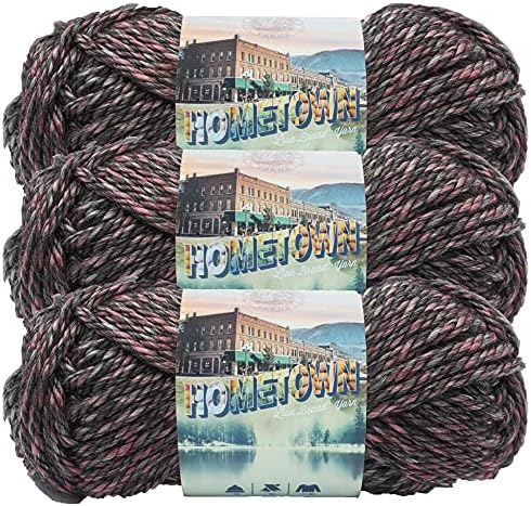 Lion Brand Yarn Hometown Yarn, Super-Bulky Yarn for Knitting, Crocheting, and Crafting, 3 Pack, Salem Creek