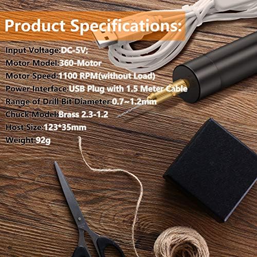Electric Hand Drill Tools Set for Resin Casting Molds, Electrical Pin Vise Kit with 8 Pieces Drill Bits (0.8 to 1.2 mm) for Resin Plastic Wood Polymer Clay Jewelry Keychain Pendant Making Supplies