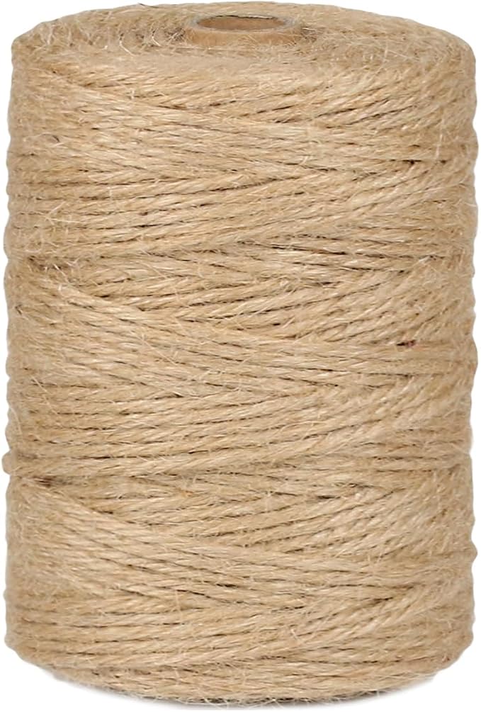 Jute Twine 3MM x 350FT Jute Rope for Crafts Gardening Garden Plant Gift Wrapping Art Decoration Packing Material Christmas Twine Bulk Heavy-Duty (Brown 3mm* 350ft)