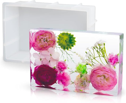 YOILES Resin Molds Silicone,Epoxy Resin Molds,Silicone Mold for Crafts | ﻿ Casting Craft Mold for Flower Preservation Bookends DIY Art(Rectangle)