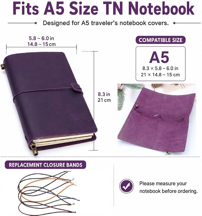Pack of 6 Elastic Closure for Travelers Notebook- Stretchy Closure Bands Accessories for Travel Journal Daily Planner