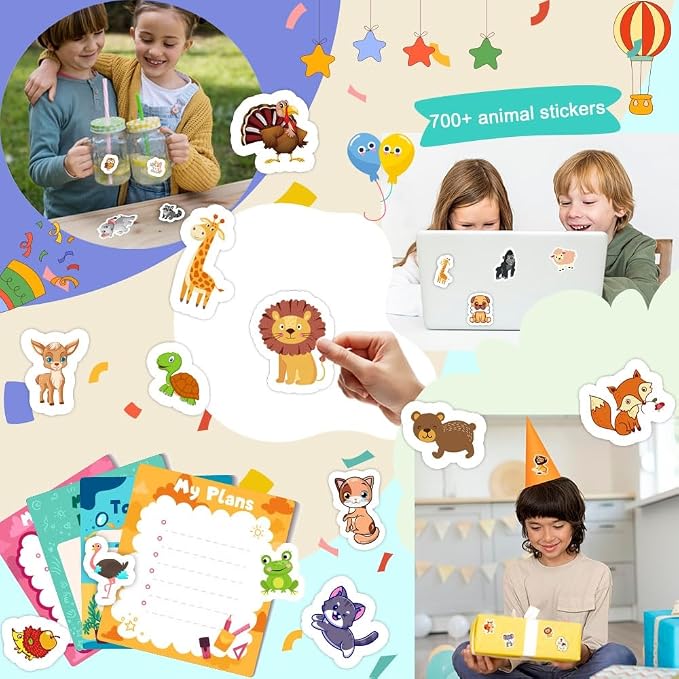 36 Sheets Animal Stickers for Kids, 700+ Cute Animal Stickers | Animal Stickers for Scrapbook, Teachers Classroom Prizes, Goodie Bag Stuffers, Birthday Gift Idea, Party Favors, Decorations