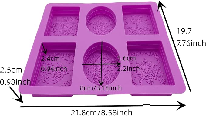 2 Pieces Embossing Flower Chocolate Moulds Soap DIY Mold Silicone Rectangle Oval Soap Molds Handmade Cake Candy Biscuit, Pudding Moulds Ice Cube Trays