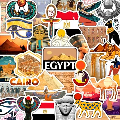 100Pcs Egypt Stickers for Water Bottle and Laptop - Egyptian Party Supplies & Decorations, Waterproof Vinyl Decals, Ancient Egypt History Stickers, Gifts for Women & Men