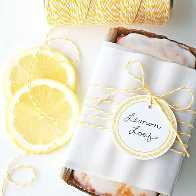 jijAcraft Yellow and White Twine String, 328 Feet Christmas Bakers Cotton String, 2MM Heavy Duty Packing Twine for DIY Crafts, Christmas Decoration, Gift Wrapping, Craft Wrapping (Pack of 2)