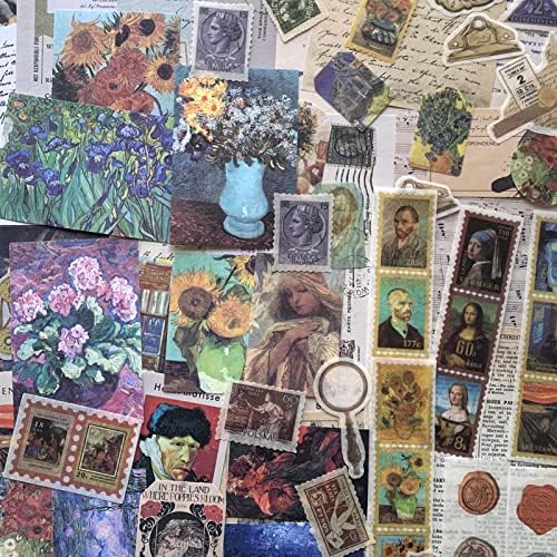 TIYPKE 200pcs Artistic Stickers for Journaling Supplies - Aesthetic Vintage Paper for Scrapbooking, Planners, Notebook, DIY Craft Kits, Postage Stamp Journal