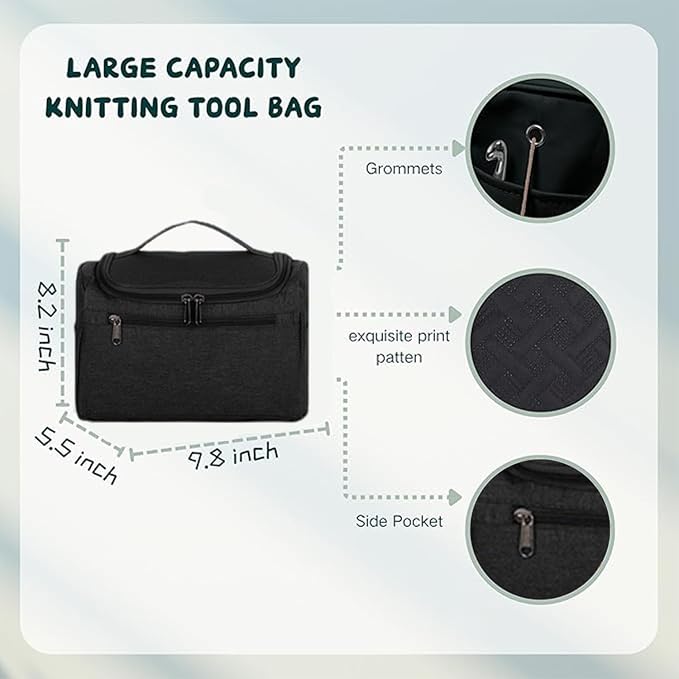 Yarniss Crochet Kits with Yarn,Beginners Crochet Kit for Adult,Black | 1120 Yards Yarn&12 Size Ergonomic Crochet Hooks 0.8~8.0mm,Learn to Crochet with Step by Step Video Tutorial