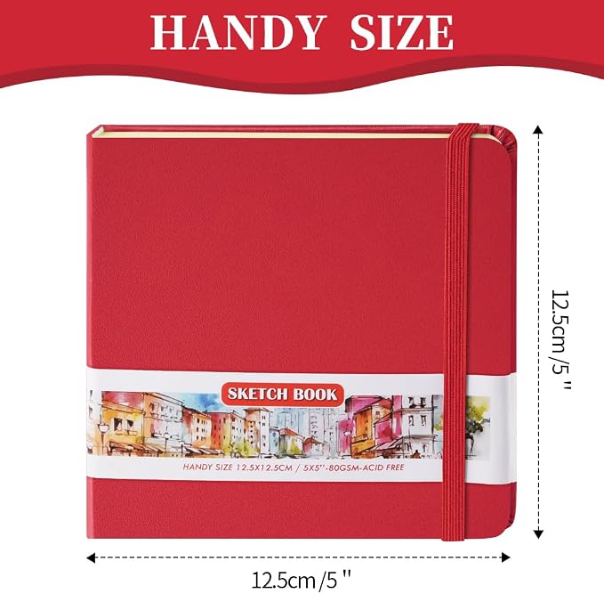 5x5 Pocket Sketch Book,80gsm Hardcover Art Sketchbook for Drawing Journal