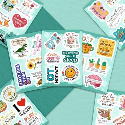 100Pcs Funny Occupational Therapy Stickers and Decals for Water Bottle, Laptop- Occupational Therapy Gifts, OT Day Party Decorations and Favors - Physical Therapist Stickers - Gift for Women & Men