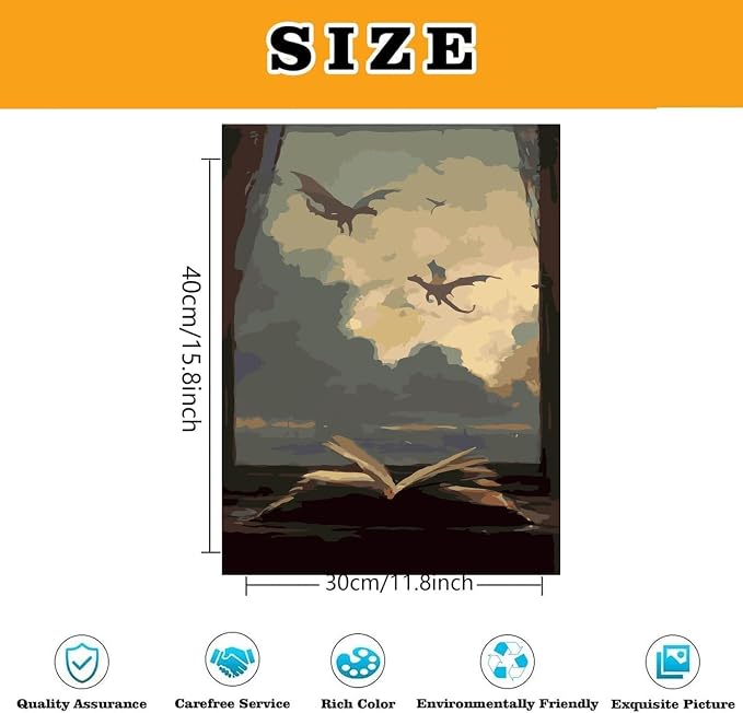 Gothic Book Paint by Numbers Kit for Adults Framed Canvas, Frameworkless