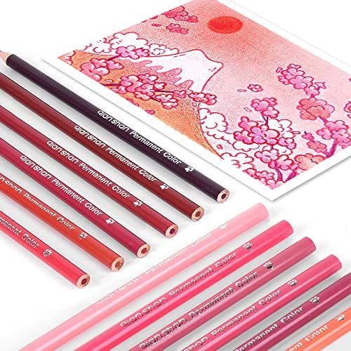 12 Red Colored Pencils Oil Based, Pre-sharpened Wooden Color Pencils Set