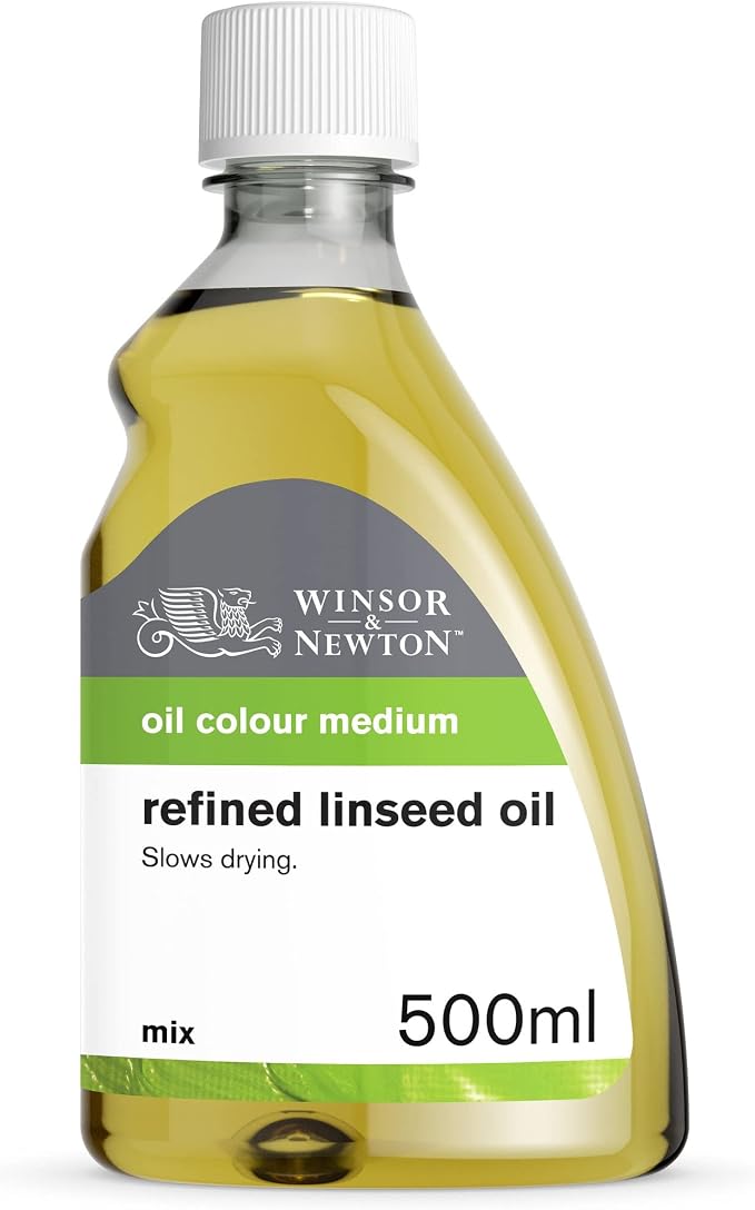 Winsor & Newton Refined Linseed Oil, 500ml (16.9-oz) Bottle | Essential refined linseed oil that slows drying, improves paint flow, enhances gloss and transparency.