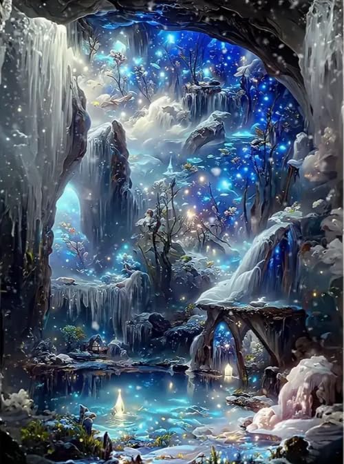 SHONGSHU Diamond Art Kits for Adults-Colorful Starry Forest Landscape Diamond Painting Kits for Adults Beginners, 5D DIY Full Drill Round Rhinestone Gem Art Crafts Paintings for Home Wall Decor (SK4)