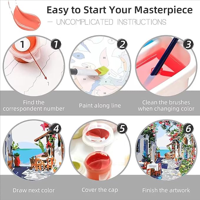 Canrichshop Drinking Cat Paint by Numbers Kit for Adults,Painting by Numbers,DIY Acrylic Paint Kit for Adults Beginners Without Frame,Easy Adult Paint by Number Kits on Canvas for Decor 16x20inch