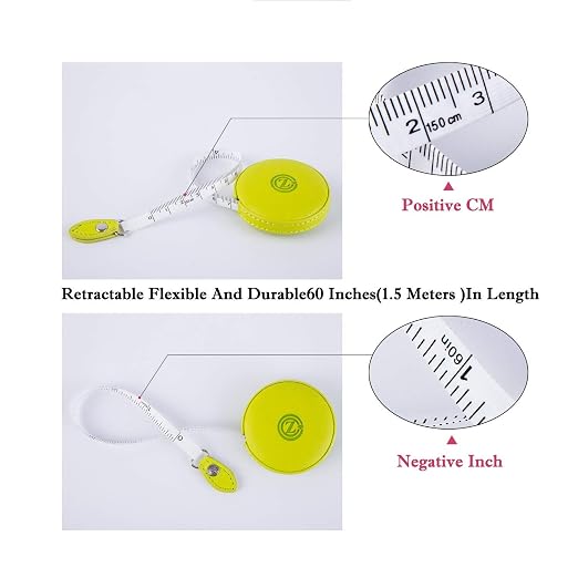 Sewing Tape Measure, Medical Body Cloth Tailor Craft Dieting Measuring Tape, 79 Inch/2 M Dual Sided Retractable Ruler with Push Button Round(1 Pack, Green)