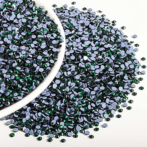 Beadsland Hotfix Rhinestones Bulk, 14400pcs Green Hot Fix Rhinestones for Crafts Clothes DIY Decoration, Emerald, SS10, 2.7-2.9mm