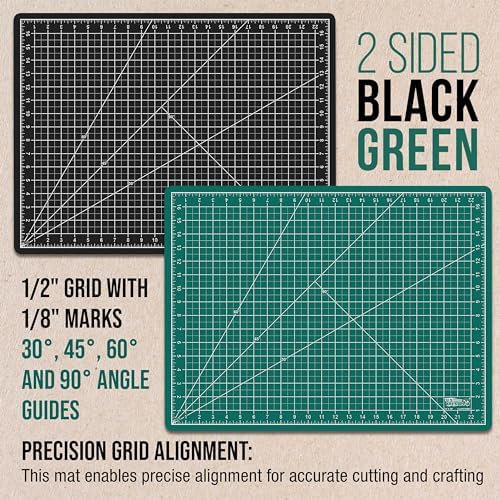 U.S. Art Supply 18"x24" Self-Healing Cutting Mat 5-Ply Green/Black | Double-Sided Green/Black Craft Mat, Non-Slip Cutting Mats for Crafts, Sewing, Quilting, Scrapbooking